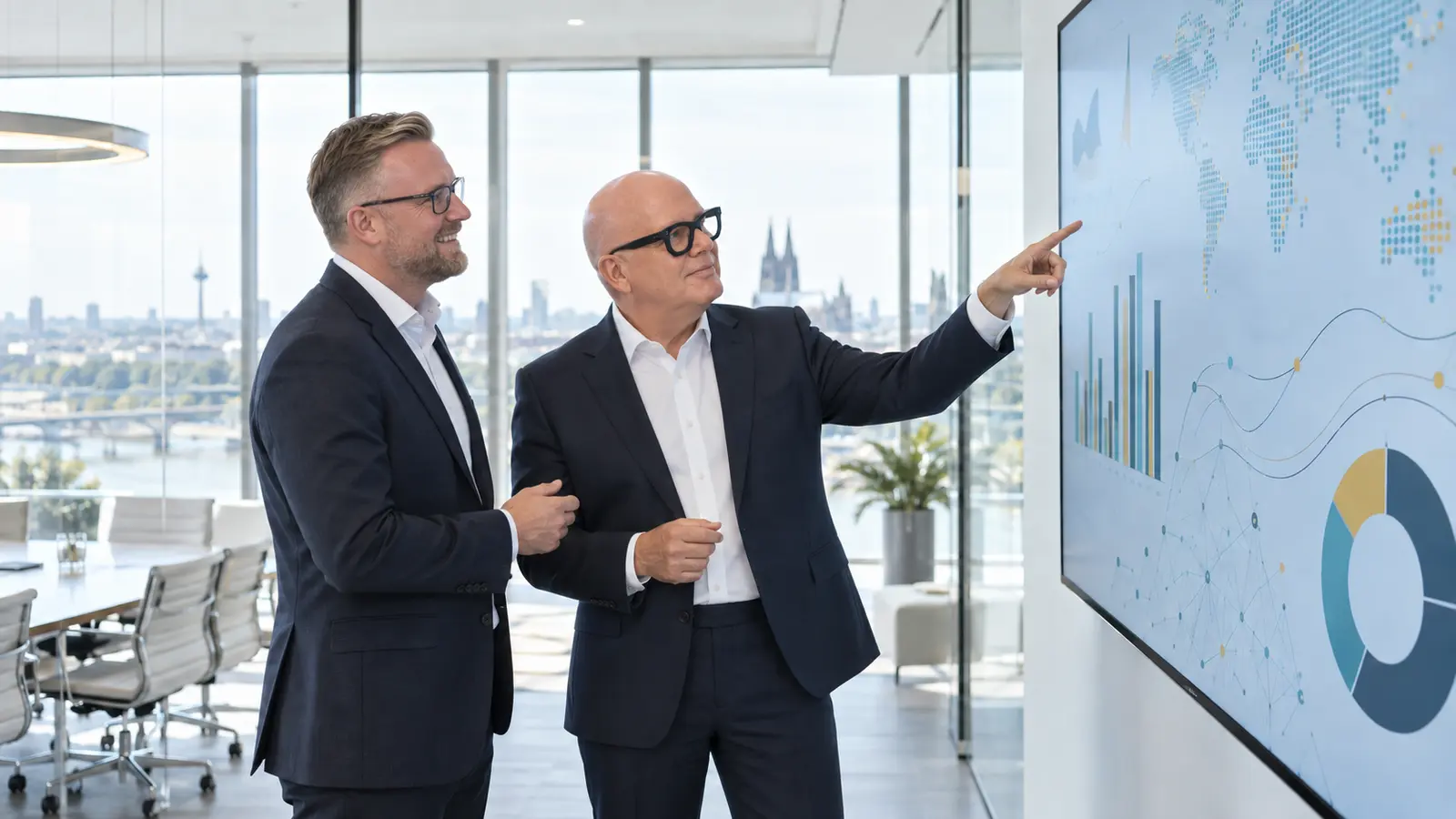 Markus Grabowski und Sascha Frenz bei der Analyse von Unternehmensdaten